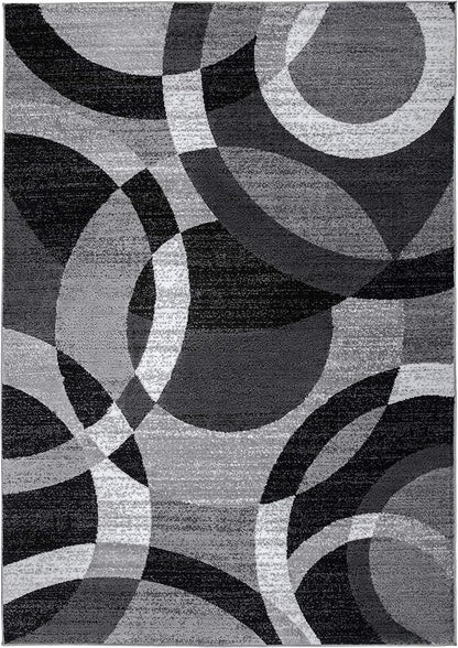 Rugshop Contemporary Abstract Circles Perfect for high Traffic Areas of Your Living Room,Bedroom,Home Office,Kitchen Area Rug 6'6" x 9' Gray