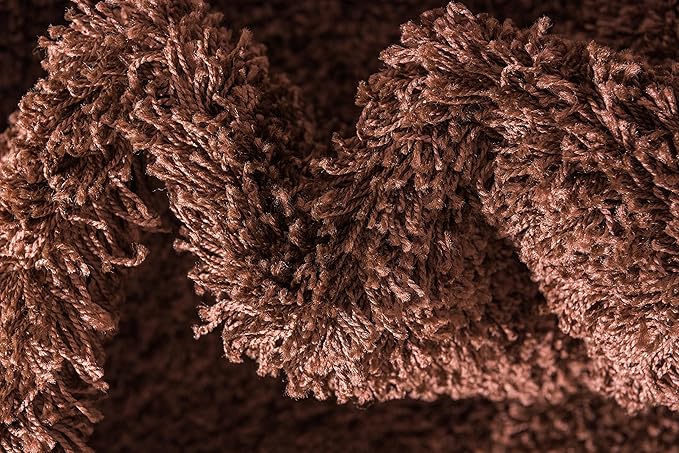 Unique Loom Solid Shag Collection Area Rug (2' 6" x 19' 8" Runner, Chocolate Brown)