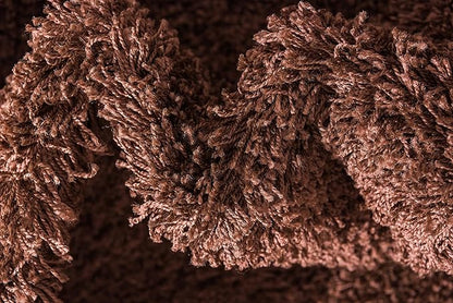 Unique Loom Solid Shag Collection Area Rug (2' 6" x 19' 8" Runner, Chocolate Brown)