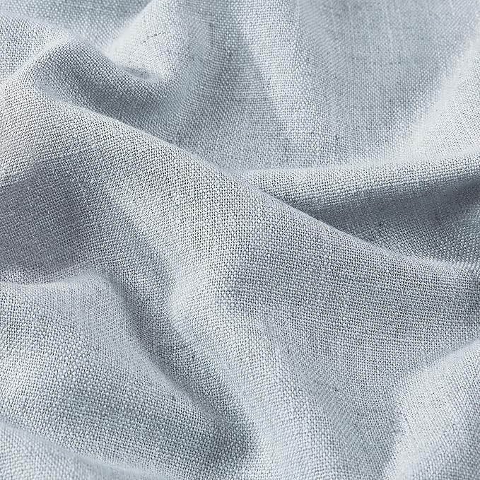 Vision Home Blue Fog Linen Full Blackout Curtains 84 inch Long for Bedroom Living Room Darkening Soundproof Window Panels Thermal Insulated Rod Pocket Back Tab Farmhouse Drapes 56" Wx84 Lx2