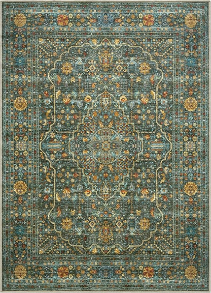 Keen Home Design 9x12 Rug - Machine Washable Area Rug with Non-Slip Backing, Ideal for Living Room, Dining Room, Bedroom - Vintage, Easy Clean, Durable, Low Pile Rug - (9' x 12')