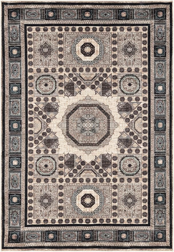 Keen Home Design 3x5 Rug - Machine Washable Entry Rug with Non-Slip Backing, Ideal for Enteryway, Kitchen, Bathroom, Laundry Room - Vintage, Easy Clean, Durable, Low Pile Rug - (3' x 5')