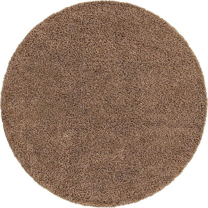 Unique Loom Solid Shag Collection Area Rug (7' 1" Round, Sandy Brown)