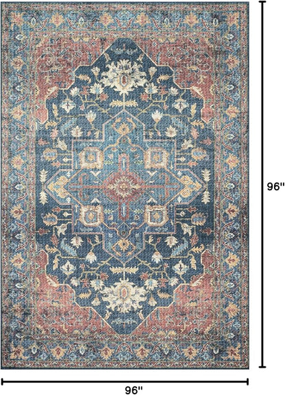 Loloi Skye Collection SKY-08 Denim/Brick 8'-0" x 8'-0" Round Area Rug