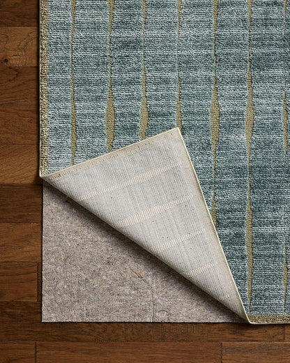 Loloi Chris Loves Julia Calvin Collection CLV-02 Ocean/Olive 2'-7" x 10'-0" Runner Rug Checkered Neutral Soft Living Room Bedroom Carpet