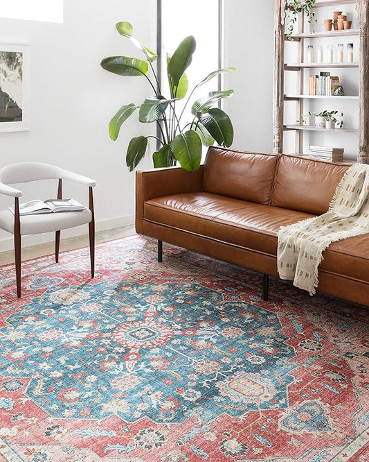 Loloi II Skye Collection SKY-05 Brick/Ocean 5'-0" x 7'-6" Area Rug