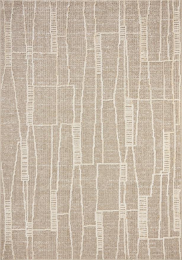 Loloi Amber Lewis Bexley Collection BEX-05 Mushroom/Natural 2'-7" x 8'-0" Runner Rug Neutral, Textured, Living, Bedroom, Dining, Carpet