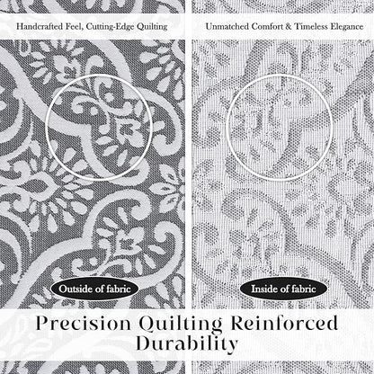 Superior 3 Piece Bedspread Set, Home Bed Decor, Decorative Bed Spread, 2 Pillow Shams, Medium Weight Blanket, Floral Matelasse Coverlet, Bedding Essentials, Enzy Collection, Queen, Charcoal