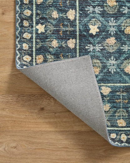 Loloi Rifle Paper Co. Eden Collection EDE-03 Lattice Indigo 2'-6" x 7'-6" Runner Rug feat. CloudPile™