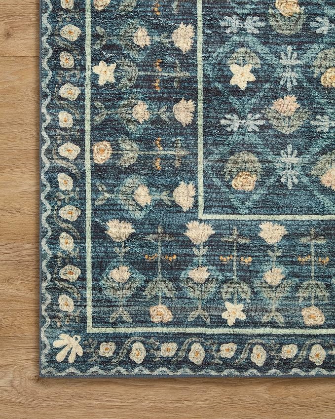 Loloi Rifle Paper Co. Eden Collection EDE-03 Lattice Indigo 2'-3" x 3'-9" Accent Rug feat. CloudPile™