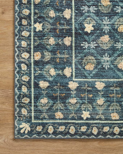 Loloi Rifle Paper Co. Eden Collection EDE-03 Lattice Indigo 3'-6" x 5'-6" Accent Rug feat. CloudPile™