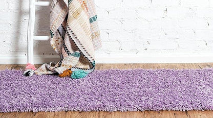 Unique Loom Solid Shag Collection Area Rug (2' 6" x 16' 5" Runner, Lilac)