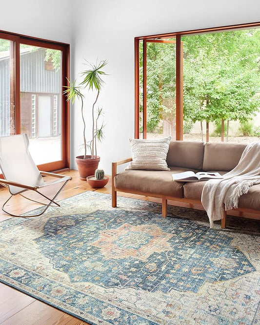 Loloi II Skye Collection SKY-12 Ocean/Multi 3'-6" x 5'-6" Accent Rug