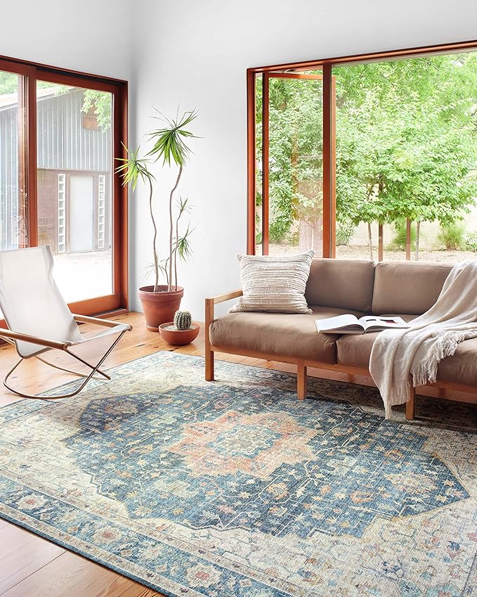 Loloi Skye Collection SKY-12 Ocean/Multi 6'-0" x 9'-0" Area Rug
