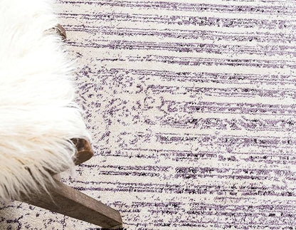 Unique Loom Del Mar Collection Area Rug - Jennifer (2' 7" x 10' Runner, Purple/ Ivory)