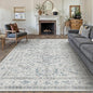 Blue 8x10 Area Rug Vintage Washable Living Room Carpet Non Slip Bedroom Indoor Office Low Pile Large Traditional Distressed Retro Accent Rug for Dining Room Bathroom Kitchen