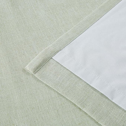 Vision Home Green Linen Full Blackout Curtains 95 inch Long for Bedroom Living Room Darkening Light Blocking Window Panels Thermal Insulated Rod Pocket Back Tab Neutral Drapes 56" Wx95 Lx2
