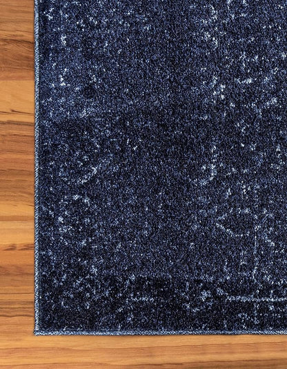 Unique Loom Del Mar Collection Area Rug - Jennifer (10' 6" x 16' 5" Rectangle, Blue/ Navy Blue)