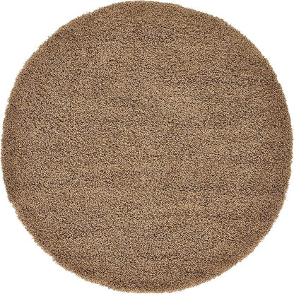 Unique Loom Solid Shag Collection Area Rug (6' 1" Round, Sandy Brown)