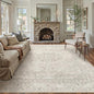 Beige 8x10 Area Rug Washable Vintage Carpet for Living Room Bedroom Large Soft Retro Floral Low Pile Thin Indoor Rug Non Slip Central Medallion Floor Cover for Dining Room Office