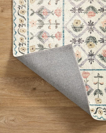 Loloi Rifle Paper Co. Eden Collection EDE-03 Lattice Ivory 3'-6" x 5'-6" Accent Rug feat. CloudPile™