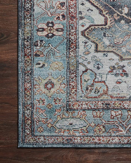 Loloi Margot Collection MAT-05 Ocean/Brick 3'-6" x 5'-6" Accent Rug feat. CloudPile, No-Shed Easy Clean Large Patterned Area Rug for Living Room, Bedroom, Dining Area