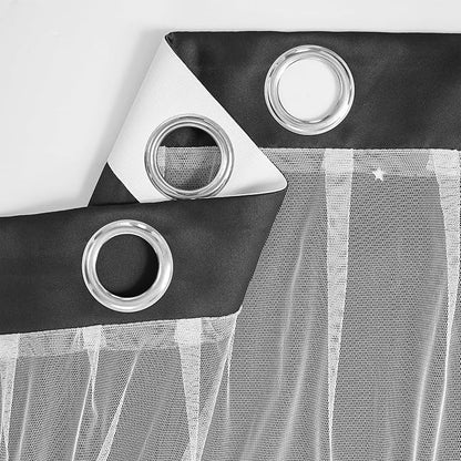 XiDi Curtains for Bedroom Decor, Rainbow Black 52/90/1