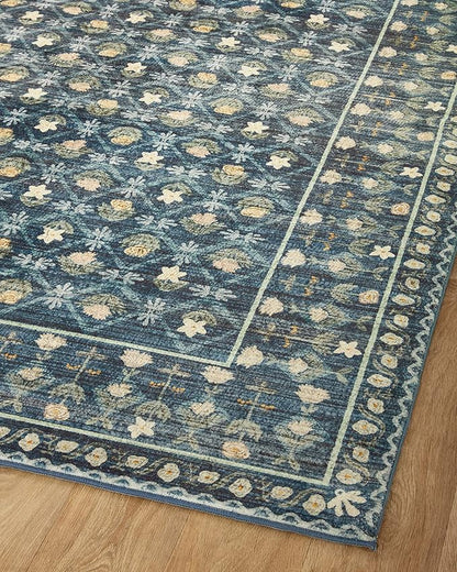 Loloi Rifle Paper Co. Eden Collection EDE-03 Lattice Indigo 2'-6" x 11'-6" Runner Rug feat. CloudPile™