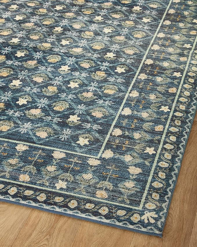 Loloi Rifle Paper Co. Eden Collection EDE-03 Lattice Indigo 3'-6" x 5'-6" Accent Rug feat. CloudPile™