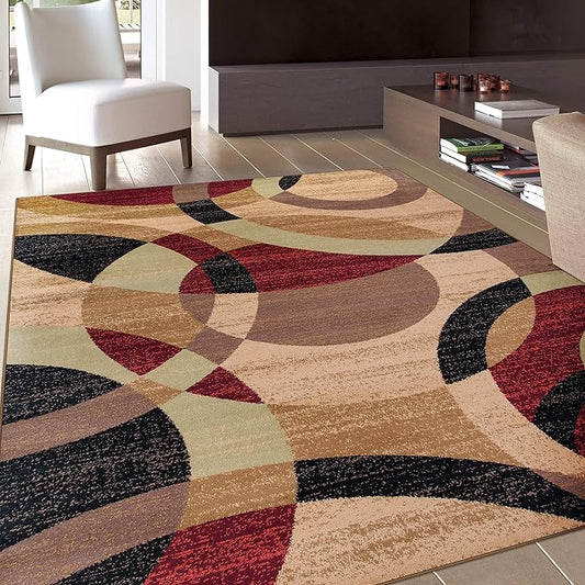 Rugshop Contemporary Abstract Circles Perfect for high Traffic Areas of Your Living Room,Bedroom,Home Office,Kitchen Area Rug 5'3" x 7'3" Multi
