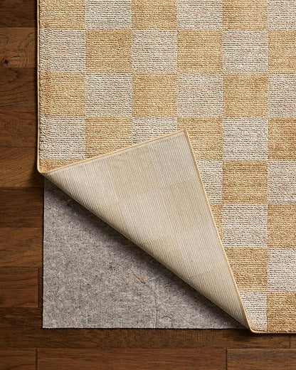 Loloi Chris Loves Julia Calvin Collection CLV-01 Apricot/Ivory 6'-3" x 9'-6" Area Rug Checkered Neutral Soft Living Room Bedroom Carpet
