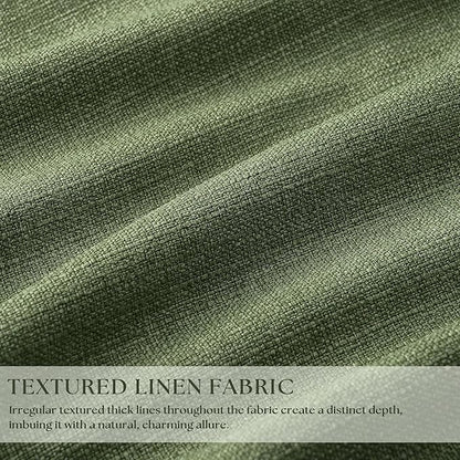 120 Inch Pinch Pleat Drapes Olive Green Room Darkening Curtains 120 Inches Long for Bedroom Rustic Cottagecore 100% Blackout Thick Linen Double Layer Pleated Curtain 2 Panels Set Loden Green Decor