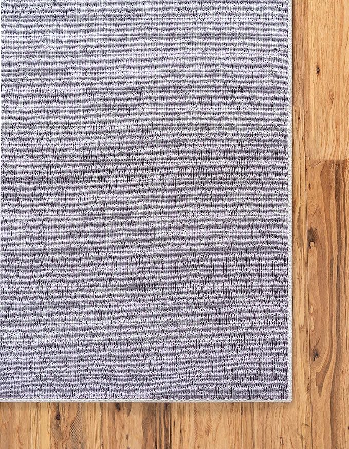 Unique Loom Del Mar Collection Area Rug - Jennifer (9' x 12' Rectangle, Purple/ Ivory)