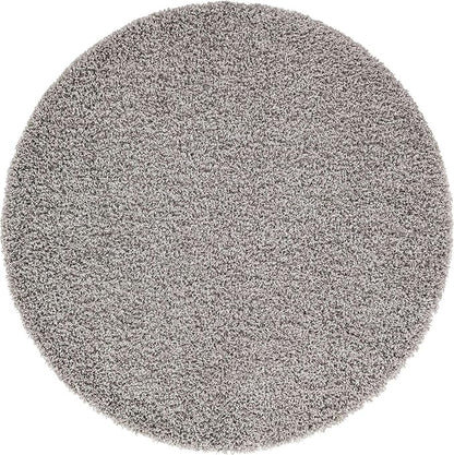 Unique Loom Solid Shag Collection Area Rug (5' 3" Round, Cloud Gray)