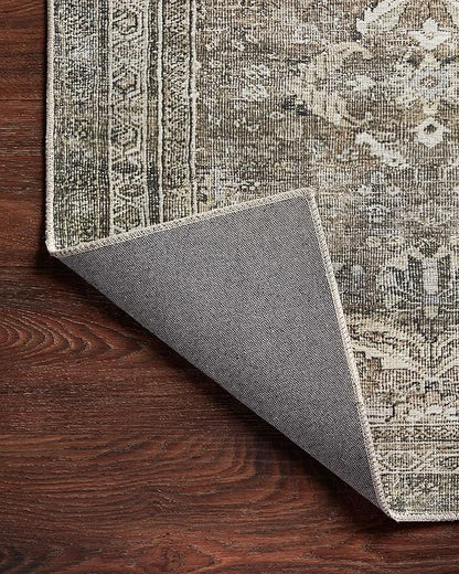 Loloi Layla Collection LAY-13 Antique/Moss 9'-0" x 12'-0" .13" Thick Area Rug, Soft, Durable, Vintage Inspired, Distressed, Low Pile, Non-Shedding, Easy Clean, Printed, Living Room Rug