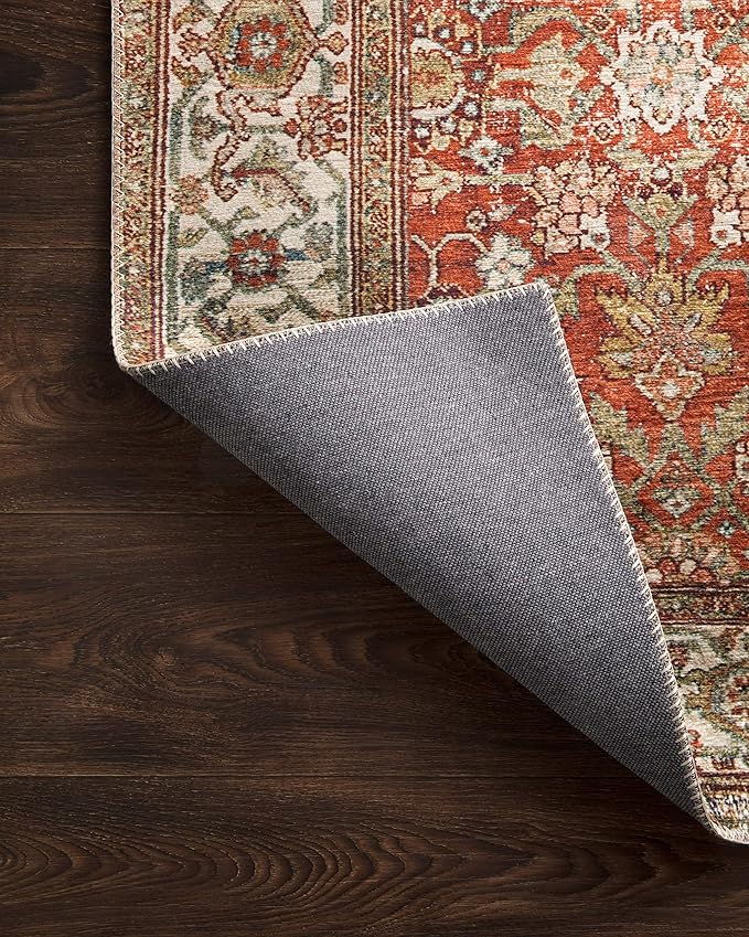 Loloi Layla Collection LAY-05 Ocean/Multi 7'-6" x 9'-6" .13" Thick Area Rug, Soft, Durable, Vintage Inspired, Distressed, Low Pile, Non-Shedding, Easy Clean, Printed, Living Room Rug
