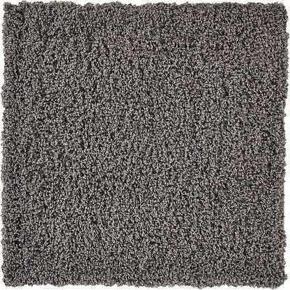 Unique Loom Solid Shag Collection Area Rug (3' 3" Square, Graphite Gray)