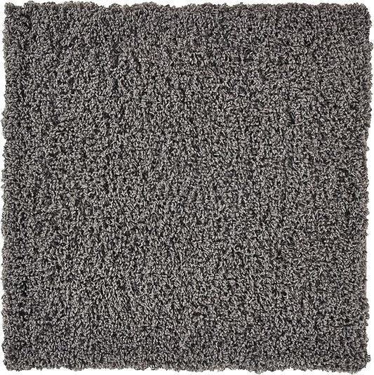 Unique Loom Solid Shag Collection Area Rug (3' 3" Square, Graphite Gray)