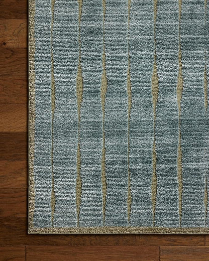 Loloi Chris Loves Julia Calvin Collection CLV-02 Ocean/Olive 2'-7" x 10'-0" Runner Rug Checkered Neutral Soft Living Room Bedroom Carpet