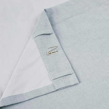 Vision Home Blue Fog Linen Full Blackout Curtains 84 inch Long for Bedroom Living Room Darkening Soundproof Window Panels Thermal Insulated Rod Pocket Back Tab Farmhouse Drapes 56" Wx84 Lx2