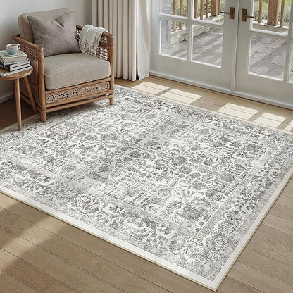 Black Area Rug 3x5 Office Entryway Rug Machine Washable Kitchen Vintage Distressed Non Slip Carpet Indoor Retro Floral Accent Throw Door Mat for Bathroom Bedroom Dining Living Room
