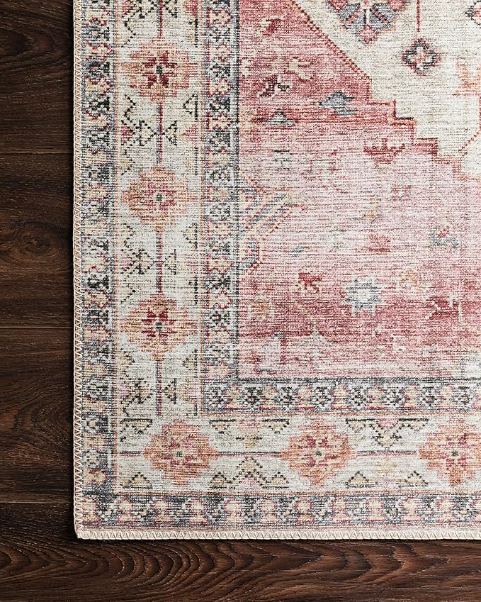 Loloi II Skye Collection SKY-02 Ivory/Berry 2'-6" x 7'-6" Runner Rug