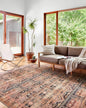 Loloi Layla Collection LAY-14 Mocha/Blush 2'-6" x 9'-6" .13" Thick Runner Rug, Soft, Durable, Vintage Inspired, Distressed, Low Pile, Non-Shedding, Easy Clean, Printed, Living Room Rug