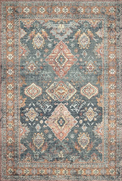 Loloi II Skye Collection SKY-10 Sea/Rust 2'-6" x 7'-6" Runner Rug