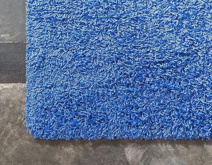 Unique Loom Solid Shag Collection Area Rug (2' 7" x 19' 8" Runner, Periwinkle Blue)
