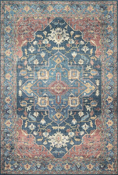 Loloi II Skye Collection SKY-08 Denim/Brick 2'-6" x 7'-6" Runner Rug