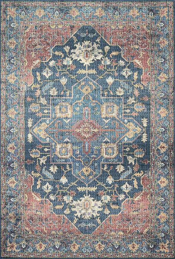 Loloi II Skye Collection SKY-08 Denim/Brick 5'-0" x 7'-6" Area Rug