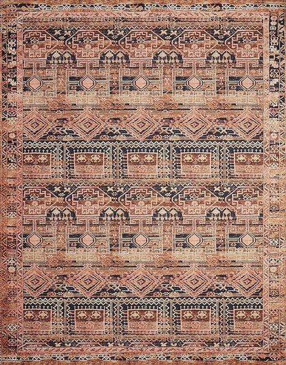 Loloi Layla Collection LAY-14 Mocha/Blush 2'-6" x 12'-0" .13" Thick Runner Rug, Soft, Durable, Vintage Inspired, Distressed, Low Pile, Non-Shedding, Easy Clean, Printed, Living Room Rug